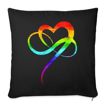 Homo love CSD rainbow heart polygamy IDAHOBIT - Sofa pillowcase 17,3'' x 17,3'' (45 x 45 cm) - black - Front