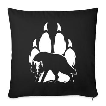 Wolf silhouette and paw - Sofa pillowcase 17,3'' x 17,3'' (45 x 45 cm) - black - Front