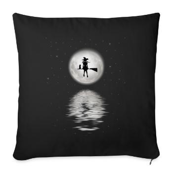 Witch with full moon - Sofa pillowcase 17,3'' x 17,3'' (45 x 45 cm) - black - Front