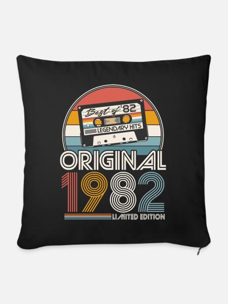 1982 Vintage Jahrgang Geburtstag Retro Geschenk - Sofakissenbezug 45 x 45 cm - Schwarz