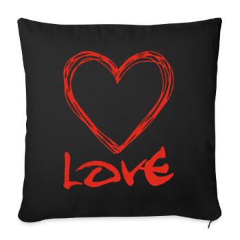 red graffiti heart - Sofa pillowcase 17,3'' x 17,3'' (45 x 45 cm) - black - Front