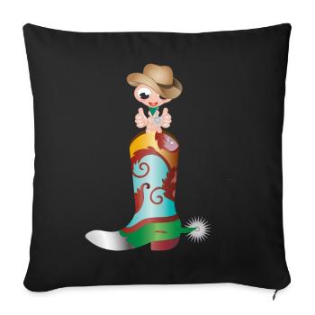 small earthworm as a cowboy in a western boot - Sofa pillowcase 17,3'' x 17,3'' (45 x 45 cm) - black - Front