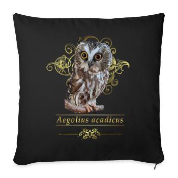 Hibou du Nord - Housse de coussin décorative 45 x 45 cm - noir - Devant