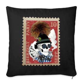 Briefmarke skull Bierzelt Party Sepp - Sofakissenbezug 45 x 45 cm - Schwarz - Vorne