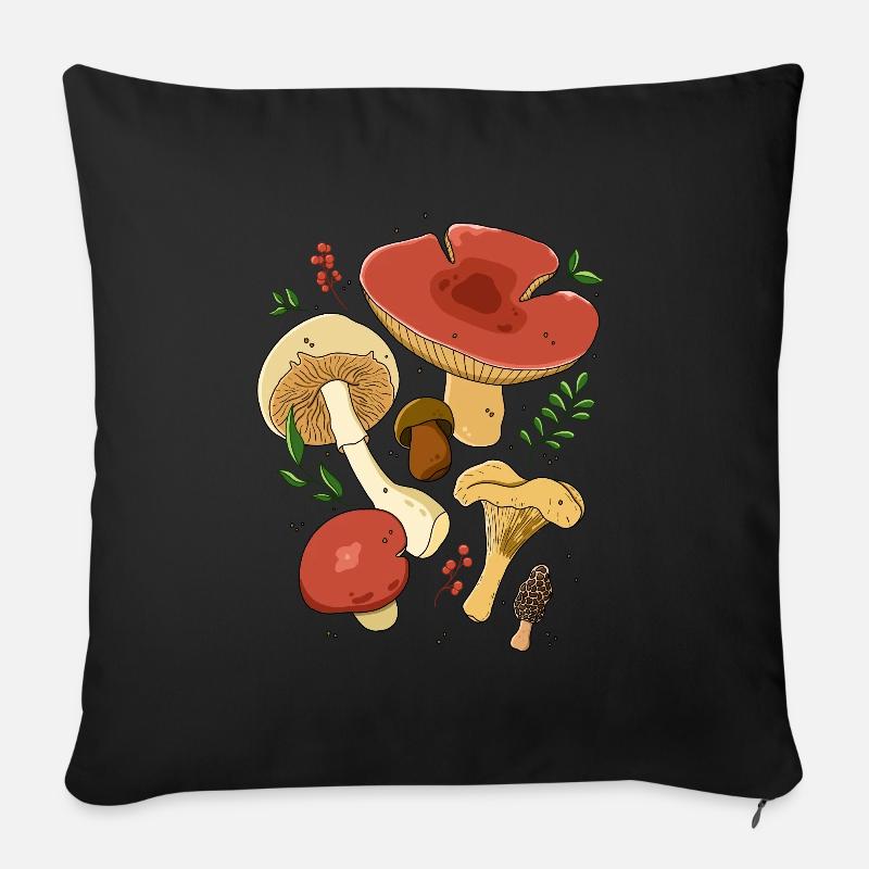 Mushrooms Botanical - Sofa pillowcase 17,3'' x 17,3'' (45 x 45 cm) - black