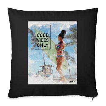 Beach Surfer Girl – Positive Vibes - Sofa pillowcase 17,3'' x 17,3'' (45 x 45 cm) - black - Front
