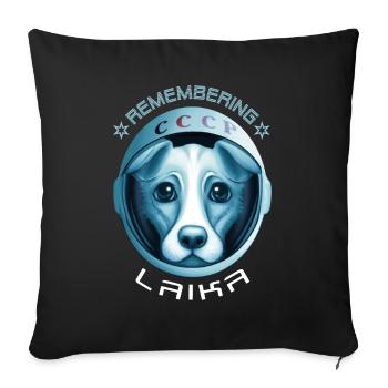 Chienne Laika - Housse de coussin décorative 45 x 45 cm - noir - Devant