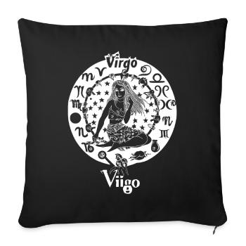 Zodiac sign Virgo 001 white - Sofa pillowcase 17,3'' x 17,3'' (45 x 45 cm) - black - Front