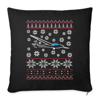 Planeur de Noël Planeur Planeur Planeur Vol à voile - Housse de coussin décorative 45 x 45 cm - noir - Devant