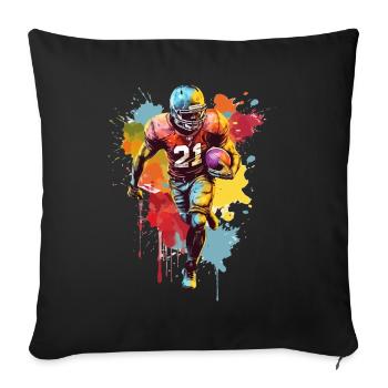 Joueur de football américain USA Sport Colorful Splash - Housse de coussin décorative 45 x 45 cm - noir - Devant