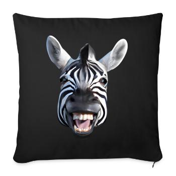 Broadly grinning zebra - Sofa pillowcase 17,3'' x 17,3'' (45 x 45 cm) - black - Front