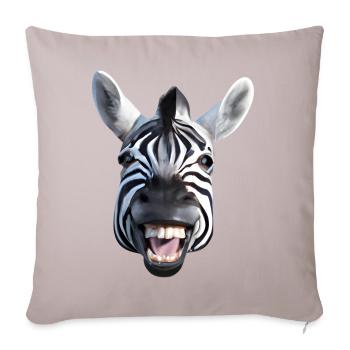 Breit grinsendes Zebra - Sofakissenbezug 45 x 45 cm - helles Taupe - Vorne