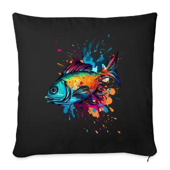 Poisson coloré - Housse de coussin décorative 45 x 45 cm - noir - Devant