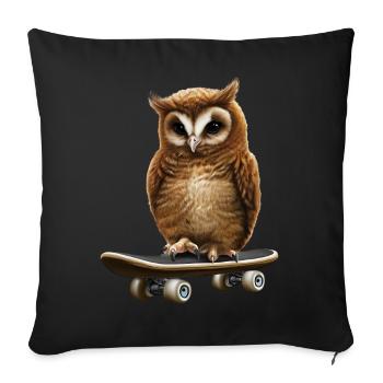 Skater Eule - Sofakissenbezug 45 x 45 cm - Schwarz - Vorne