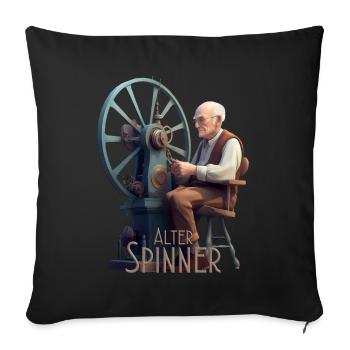 Alter Spinner - Sofakissenbezug 45 x 45 cm - Schwarz - Vorne