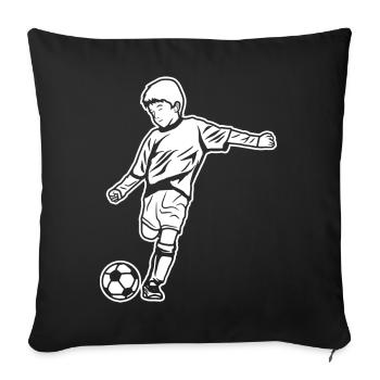 Dessin de garçon de football - Housse de coussin décorative 45 x 45 cm - noir - Devant