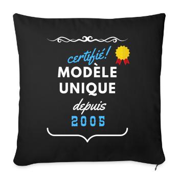 certifié modèle unique depuis 2005 - Housse de coussin décorative 45 x 45 cm - noir - Devant
