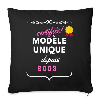 certifiée modèle unique depuis 2003 - Housse de coussin décorative 45 x 45 cm - noir - Devant