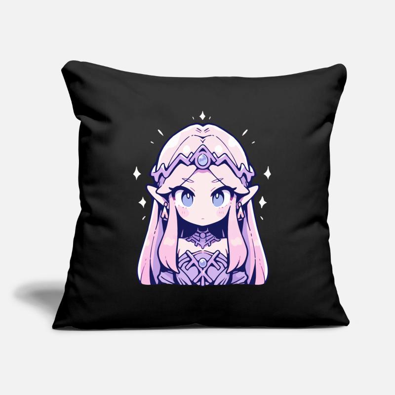 Princesse Chibi mignonne - Conception de conte de fées mignon Housse de coussin décorative 45 x 45 cm