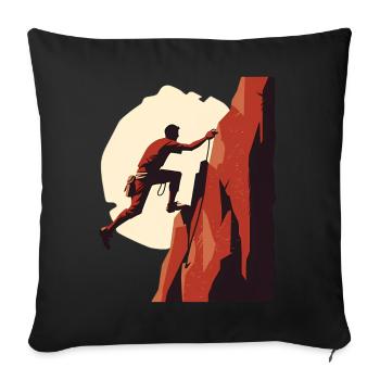 Adventurer on rock face with rope - Sofa pillowcase 17,3'' x 17,3'' (45 x 45 cm) - black - Front