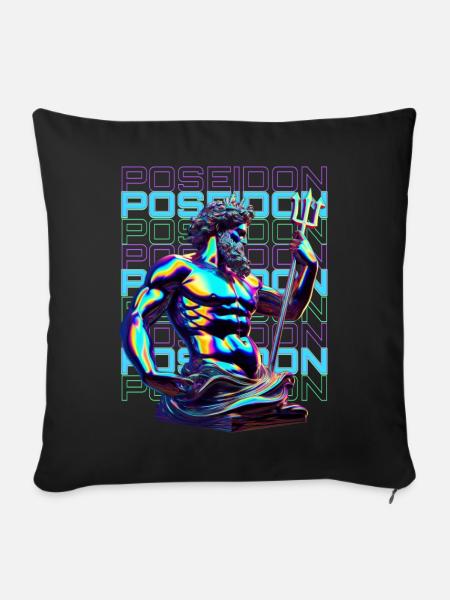 Neon Poseidon Trident - Sofakissenbezug 45 x 45 cm - Schwarz
