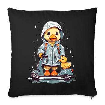 Canard mignon avec rouleau - Housse de coussin décorative 45 x 45 cm - noir - Devant