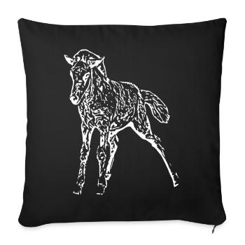 cheval blanc cheval blanc t-shirt cadeau cavalier - Housse de coussin décorative 45 x 45 cm - noir - Devant