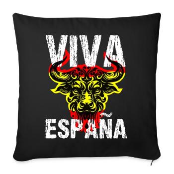 Viva España Vive l’Espagne Torro Fan Design - Housse de coussin décorative 45 x 45 cm - noir - Devant