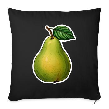 Birne mit Blatt - Sofakissenbezug 45 x 45 cm - Schwarz - Vorne