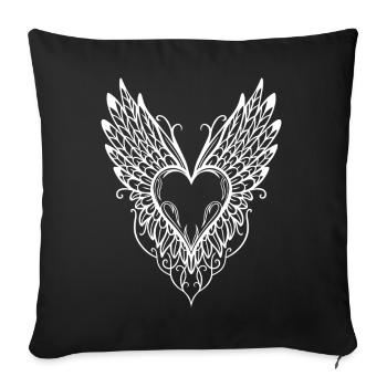 Heart Wings Winged Heart - Sofa pillowcase 17,3'' x 17,3'' (45 x 45 cm) - black - Front