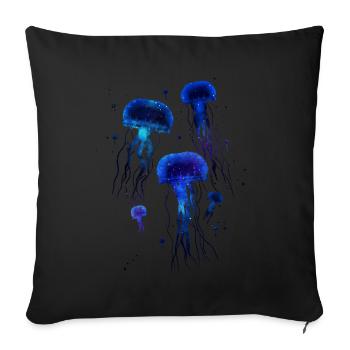 Méduse de l’espace aquarelle - Housse de coussin décorative 45 x 45 cm - noir - Devant