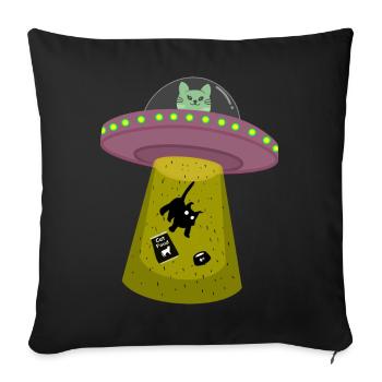 Chat OVNI - Housse de coussin décorative 45 x 45 cm - noir - Devant