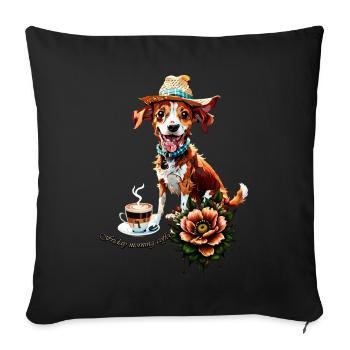A happy cartoon dog wearing a hat - Sofa pillowcase 17,3'' x 17,3'' (45 x 45 cm) - black - Front