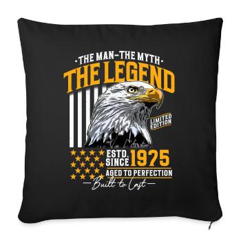Vintage 1975 Homme Mythe Légende Anniversaire - Housse de coussin décorative 45 x 45 cm - noir - Devant