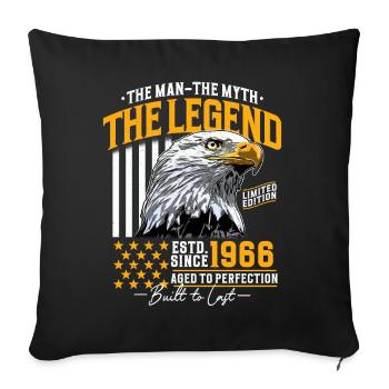 Vintage 1966 Homme Mythe Légende Anniversaire - Housse de coussin décorative 45 x 45 cm - noir - Devant