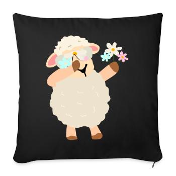 Flower Wreath Sheep Illustration - Sofa pillowcase 17,3'' x 17,3'' (45 x 45 cm) - black - Front