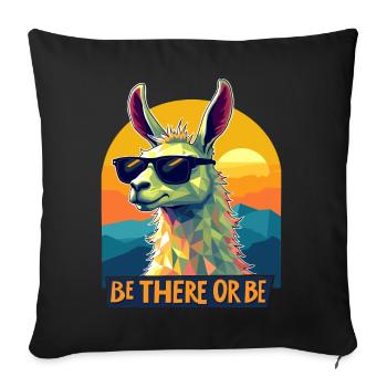 Be There or Be Llama – Retro Cool Llama Design - Sofa pillowcase 17,3'' x 17,3'' (45 x 45 cm) - black - Front