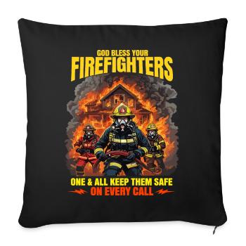 God Bless Firefighters Heroic Design - Sofa pillowcase 17,3'' x 17,3'' (45 x 45 cm) - black - Front