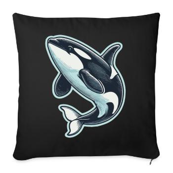 Killer whale - Sofa pillowcase 17,3'' x 17,3'' (45 x 45 cm) - black - Front