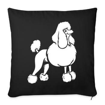 Elégant caniche silhouette blanc minimaliste - Housse de coussin décorative 45 x 45 cm - noir - Devant