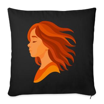 Portrait of a girl with red hair - Sofa pillowcase 17,3'' x 17,3'' (45 x 45 cm) - black - Front