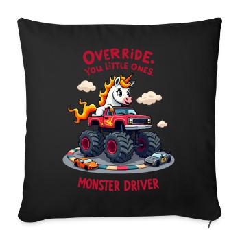 Monster Truck Unicorn - Sofa pillowcase 17,3'' x 17,3'' (45 x 45 cm) - black - Front