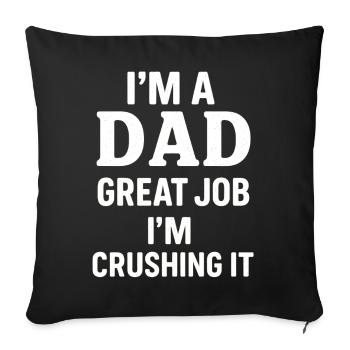 Papa fier - Fiable et confiant - Housse de coussin décorative 45 x 45 cm - noir - Devant