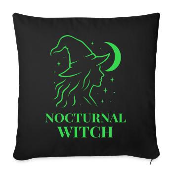 Nocturnal Witch mit Mond und Sternen Grün - Sofakissenbezug 45 x 45 cm - Schwarz - Vorne