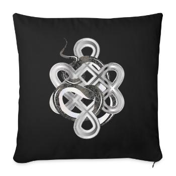 Nœud serpent à l’aspect argenté – mystique et noble - Housse de coussin décorative 45 x 45 cm - noir - Devant