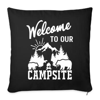 Mountain Nature Campfire Scene - Sofa pillowcase 17,3'' x 17,3'' (45 x 45 cm) - black - Front
