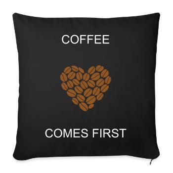Le café d’abord, puis tout le quotidien Priorité Design - Housse de coussin décorative 45 x 45 cm - noir - Devant