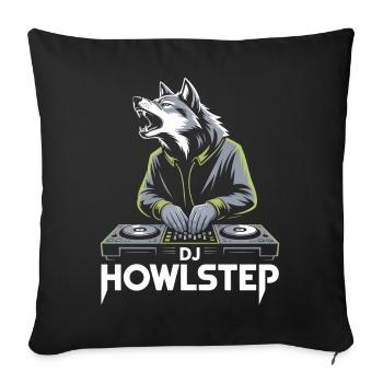 DJ Howlstep Wolf at the mixing desk Rave Vibes - Sofa pillowcase 17,3'' x 17,3'' (45 x 45 cm) - black - Front