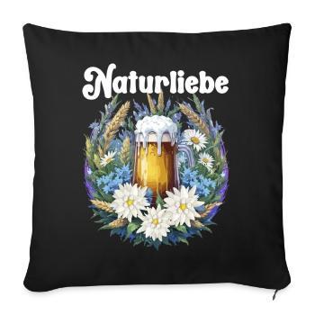 Chope à bière Nature Love avec chemise traditionnelle de fleurs sauvages - Housse de coussin décorative 45 x 45 cm - noir - Devant