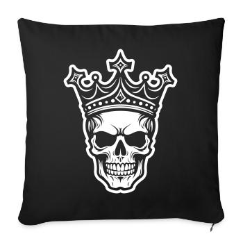 Crâne Roi Couronne Crâne - Housse de coussin décorative 45 x 45 cm - noir - Devant